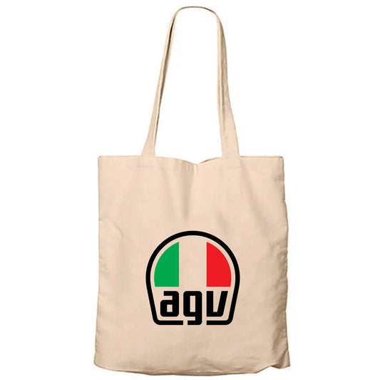 Agv Logo Krem Fermuarlı Bez Çanta Gabardin