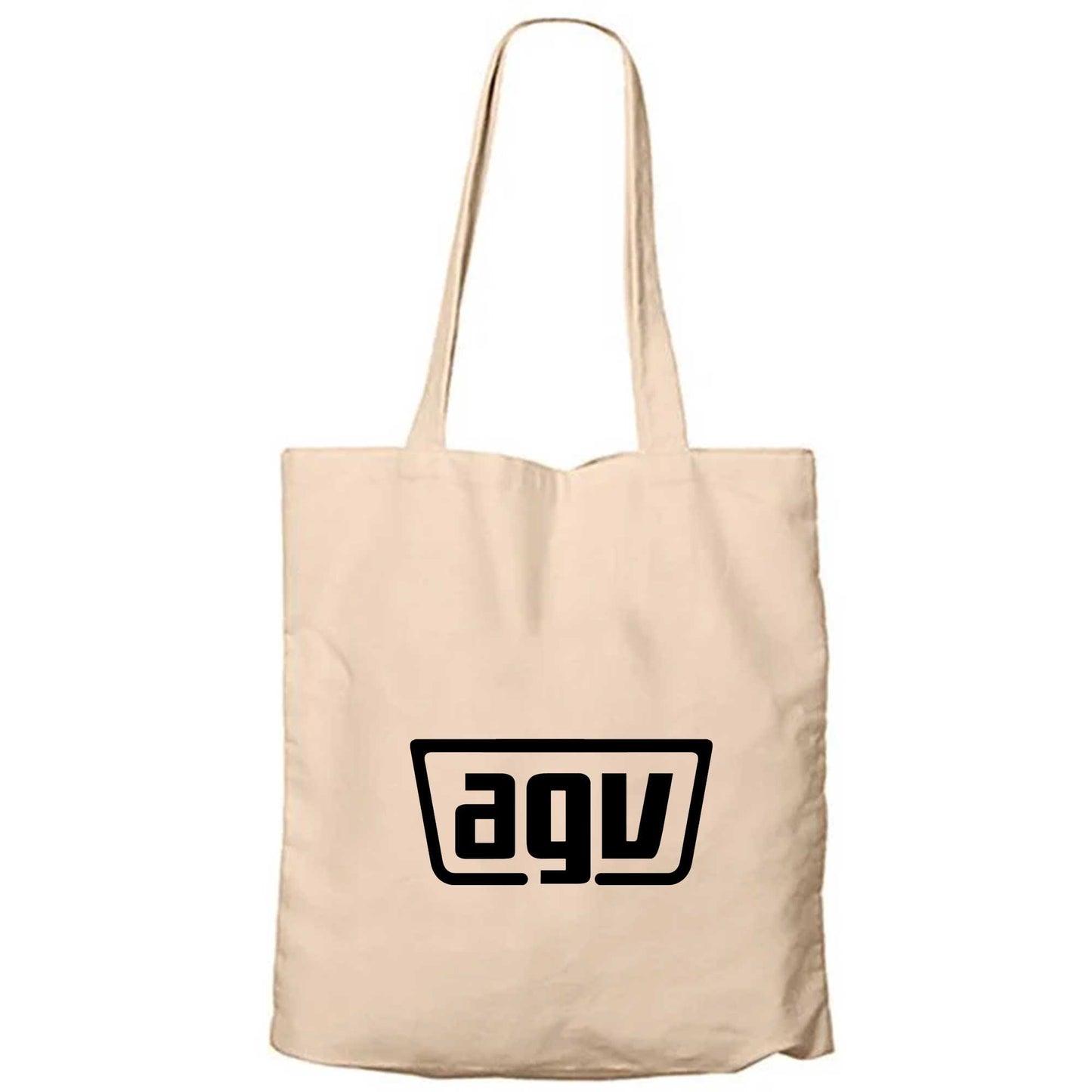 Agv Text Logo Krem Fermuarlı Bez Çanta Gabardin