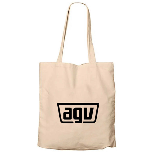 Agv Text Logo Krem Fermuarlı Bez Çanta Gabardin