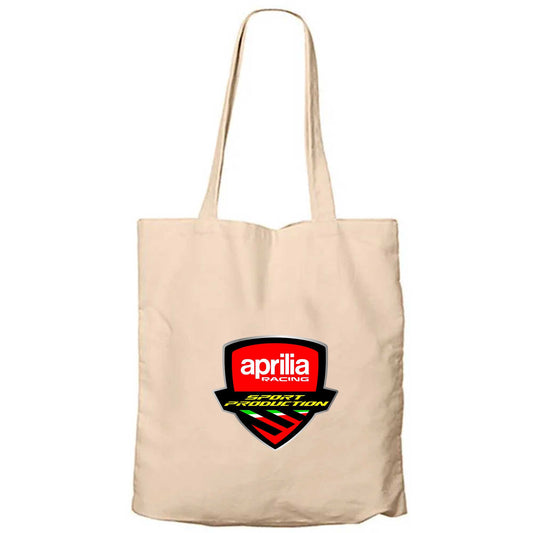 Aprilia Racing Logo Krem Fermuarlı Bez Çanta Gabardin