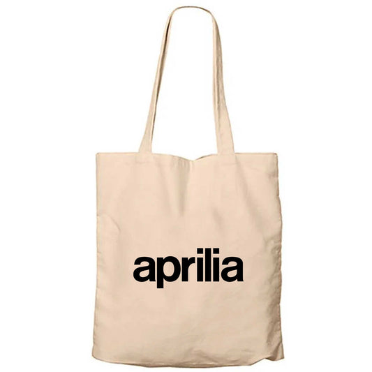 Aprilia Text LogoKrem Fermuarlı Bez Çanta Gabardin