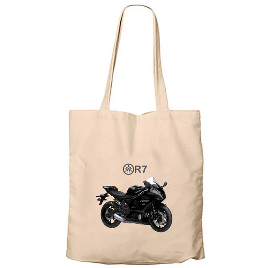 Yamaha R7 Black Krem Fermuarlı Bez Çanta Gabardin