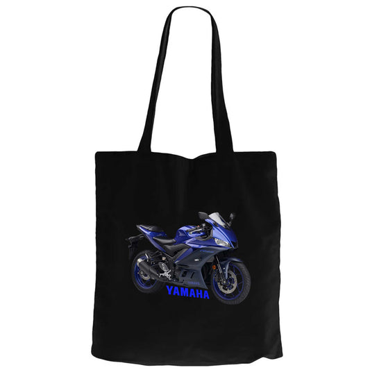Yamaha R25 And Text Siyah Fermuarlı Bez Çanta Gabardin