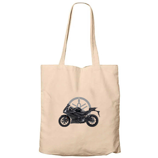 Yamaha R25 Vs LogoKrem Fermuarlı Bez Çanta Gabardin
