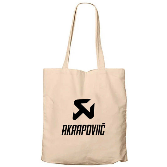 Akrapovic Black Logo Krem Fermuarlı Bez Çanta Gabardin