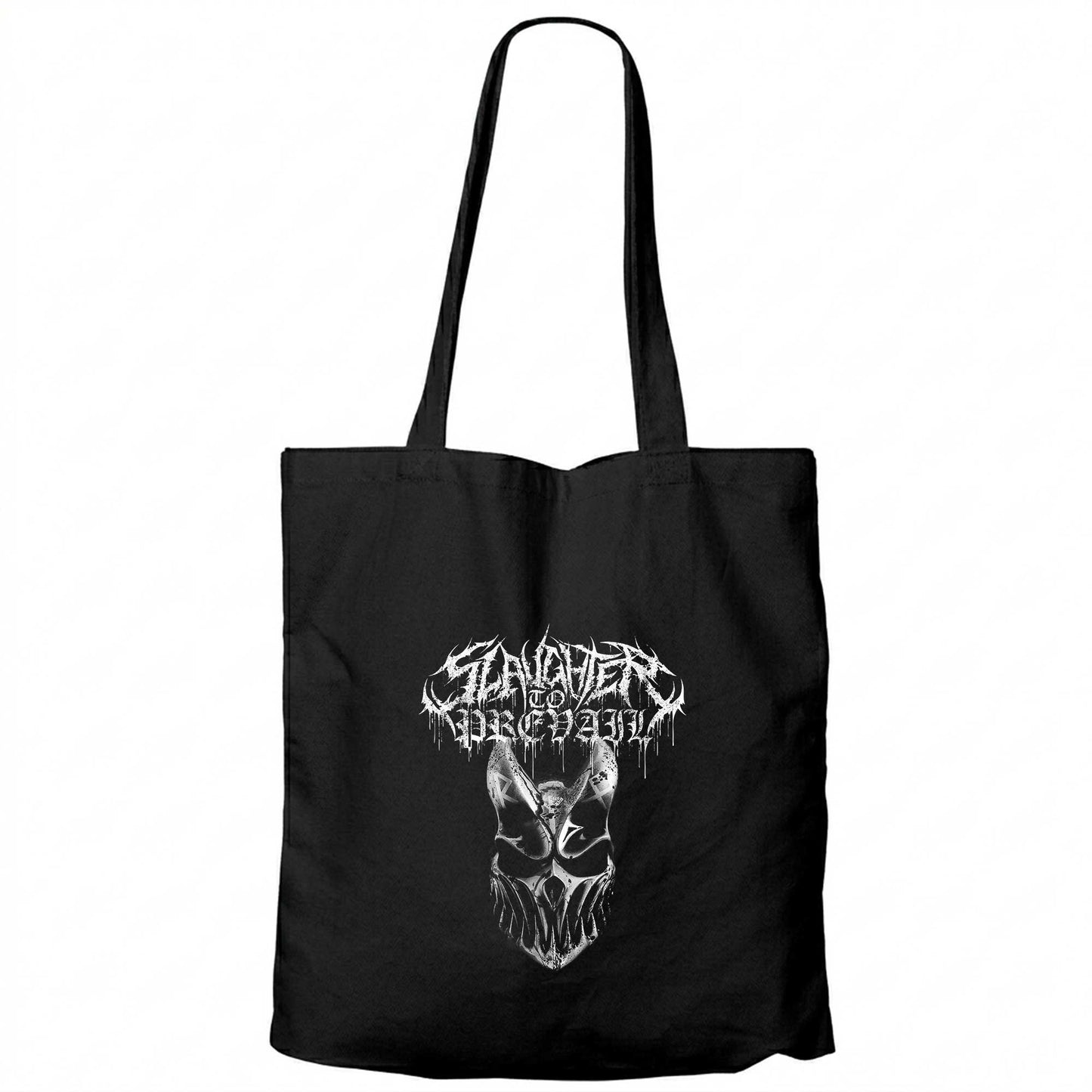 Slaughter To Prevail Silvermask Text Siyah Fermuarlı Bez Çanta Gabardin