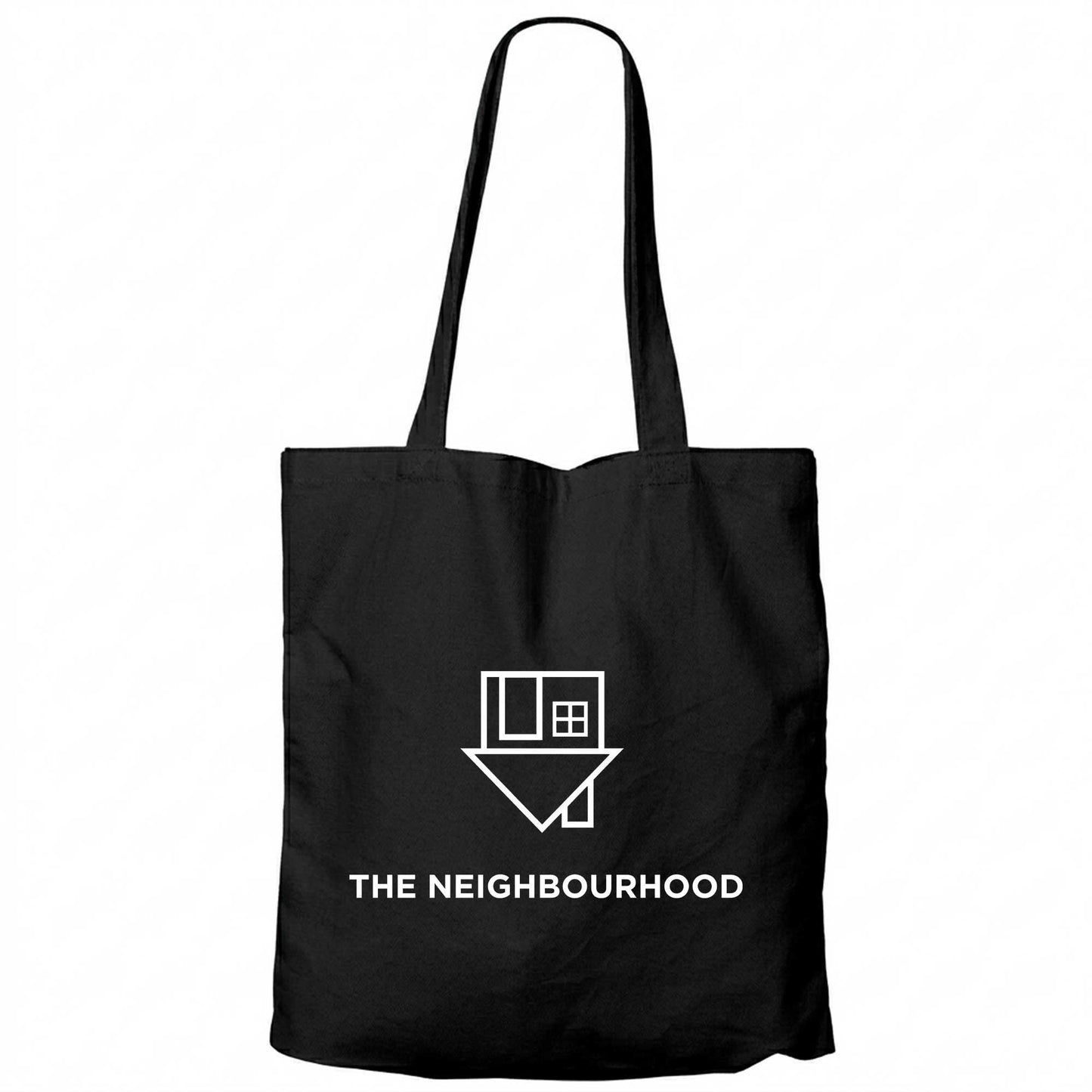 The Neighbourhood Logo Text Siyah Fermuarlı Bez Çanta Gabardin