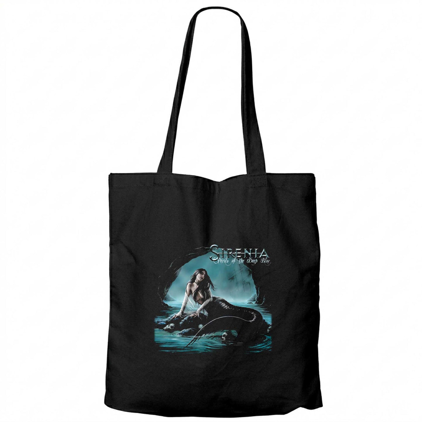 Sirenia Perils Of The Deep Blue Siyah Fermuarlı Bez Çanta Gabardin