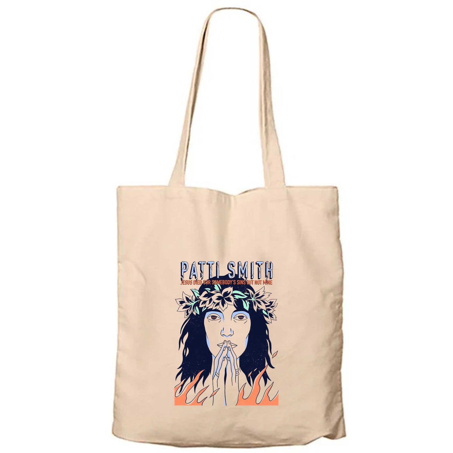 Patti Smith Gloria Krem Fermuarlı Bez Çanta Gabardin
