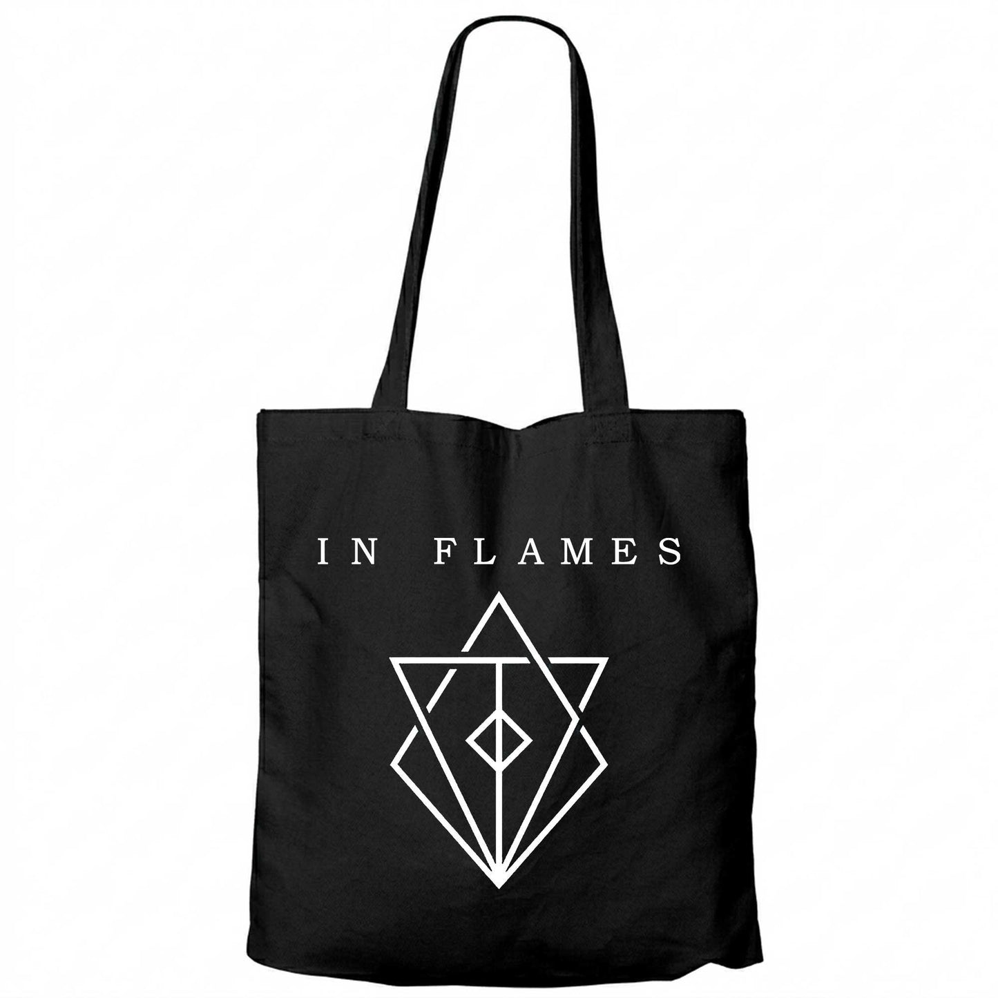 In Flames Symbol Logo Siyah Fermuarlı Bez Çanta Gabardin