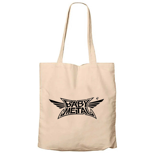 Babymetal Logo Black Krem Fermuarlı Bez Çanta Gabardin