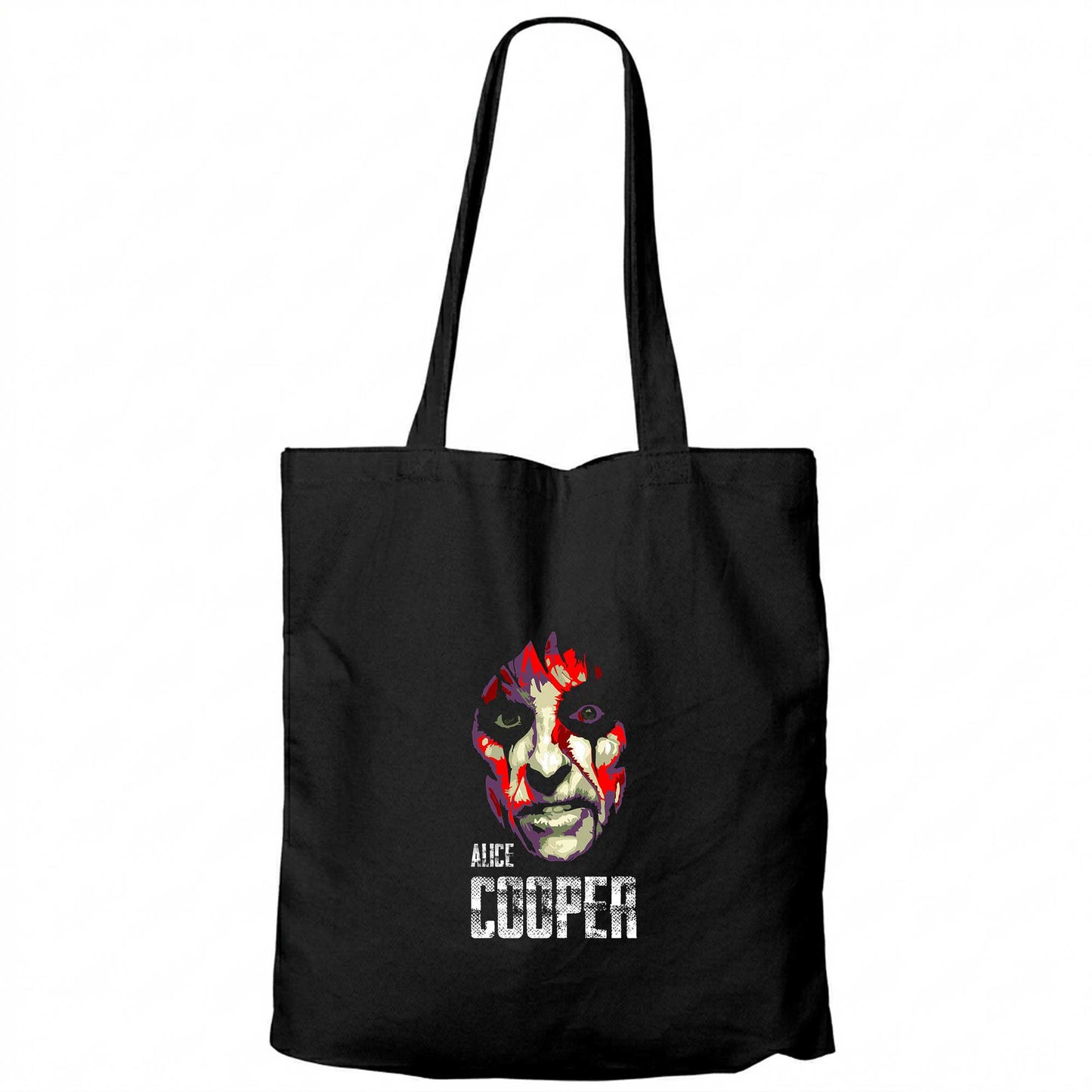 Alice Cooper Silüet Siyah Fermuarlı Bez Çanta Gabardin
