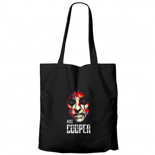 Alice Cooper Silüet Siyah Fermuarlı Bez Çanta Gabardin