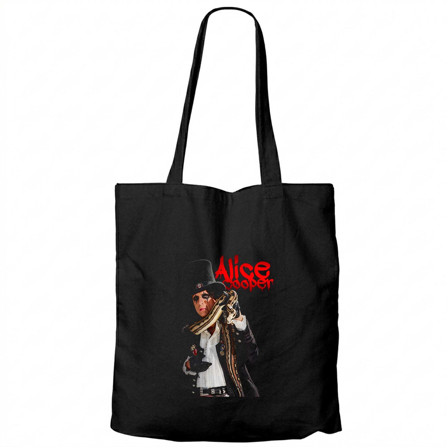 Alice Cooper Snake Siyah Fermuarlı Bez Çanta Gabardin