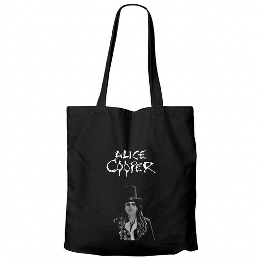 Alice Cooper Face Siyah Fermuarlı Bez Çanta Gabardin