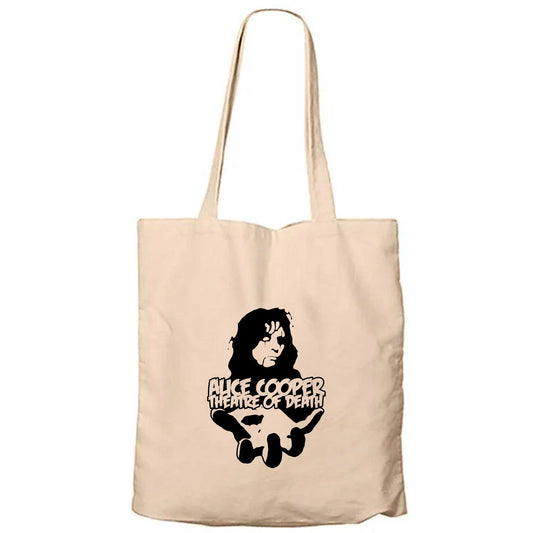 Alice Cooper Theatre Of Death Krem Fermuarlı Bez Çanta Gabardin