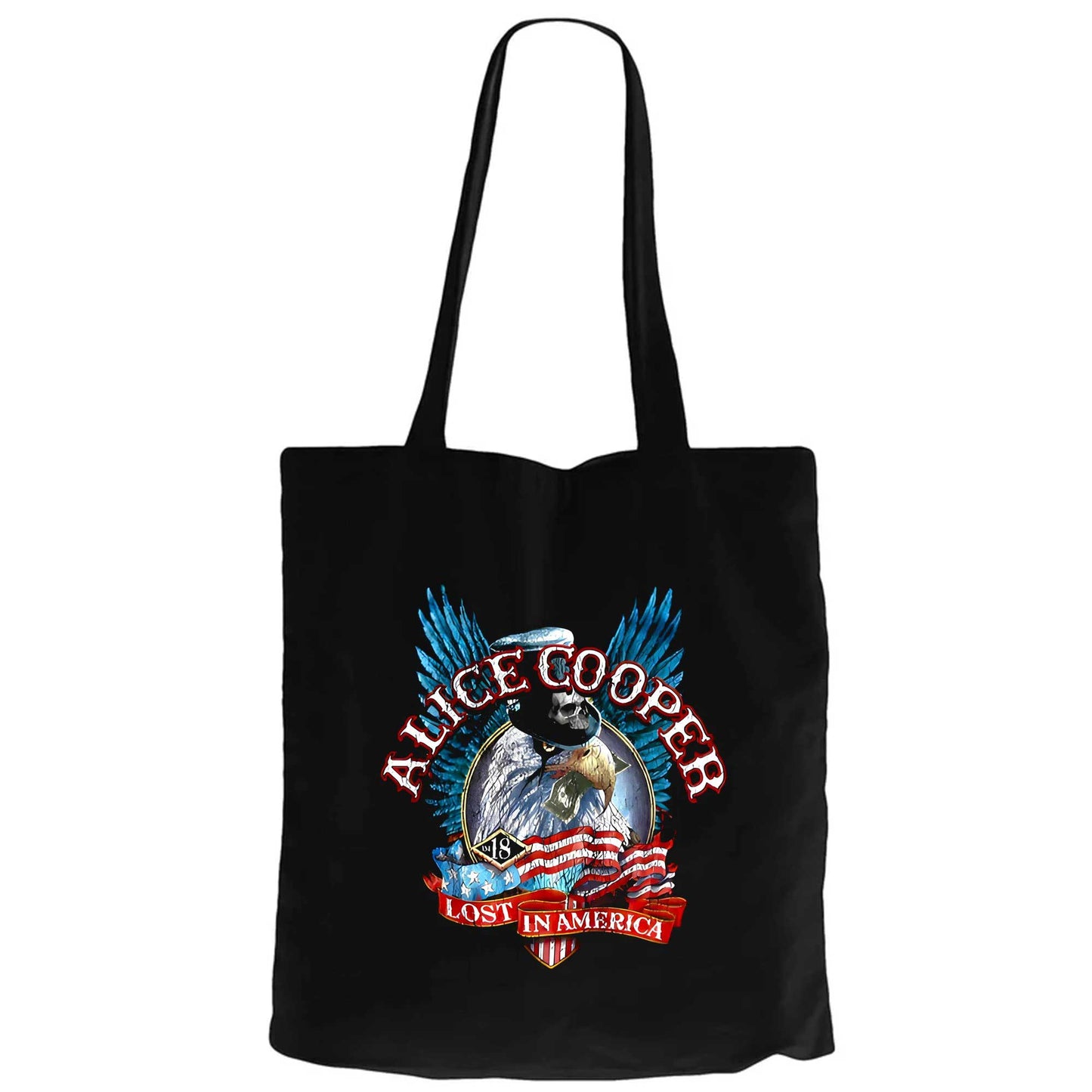 Alice Cooper Lost In America Siyah Fermuarlı Bez Çanta Gabardin
