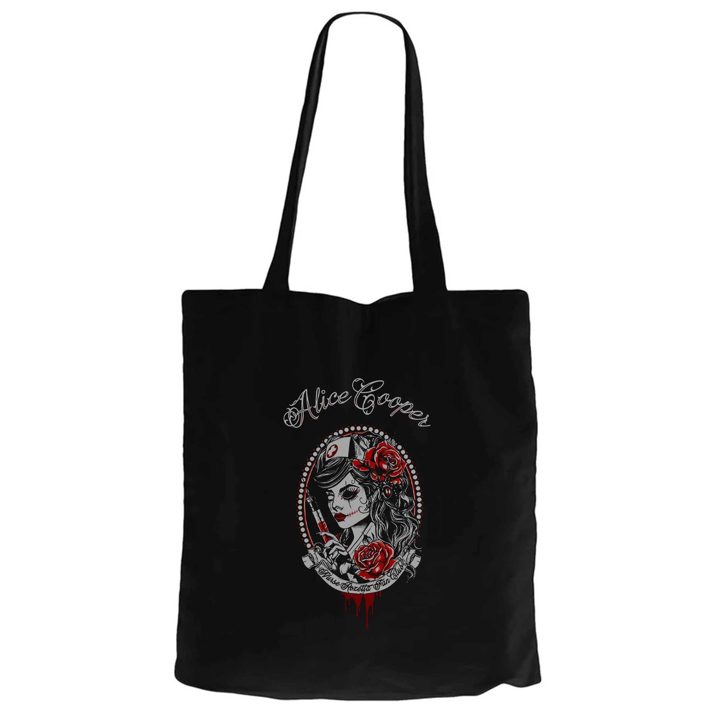Alice Cooper Nurse Rozetta Fan Club Siyah Fermuarlı Bez Çanta Gabardin