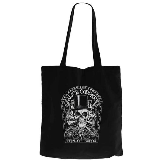 Alice Cooper Trial Of Terror Siyah Fermuarlı Bez Çanta Gabardin