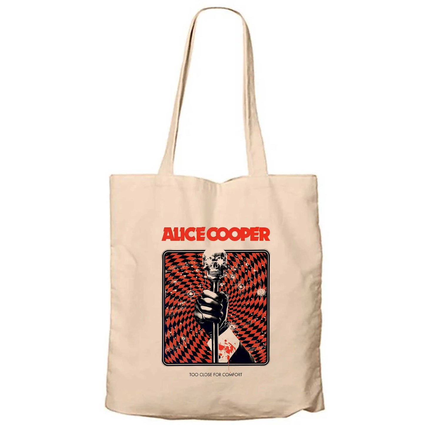 Alice Cooper Too Close For Comfort Mikrofon Krem Fermuarlı Bez Çanta Gabardin