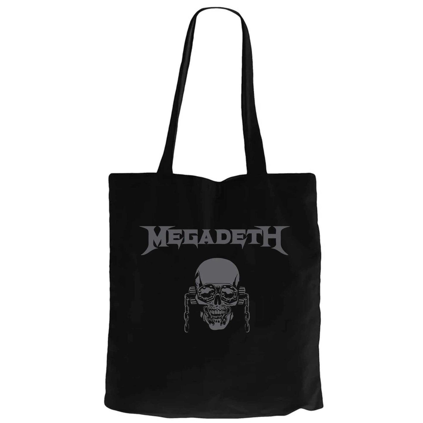 Megadeth Vic Rattlehead Skull Siyah Fermuarlı Bez Çanta Gabardin