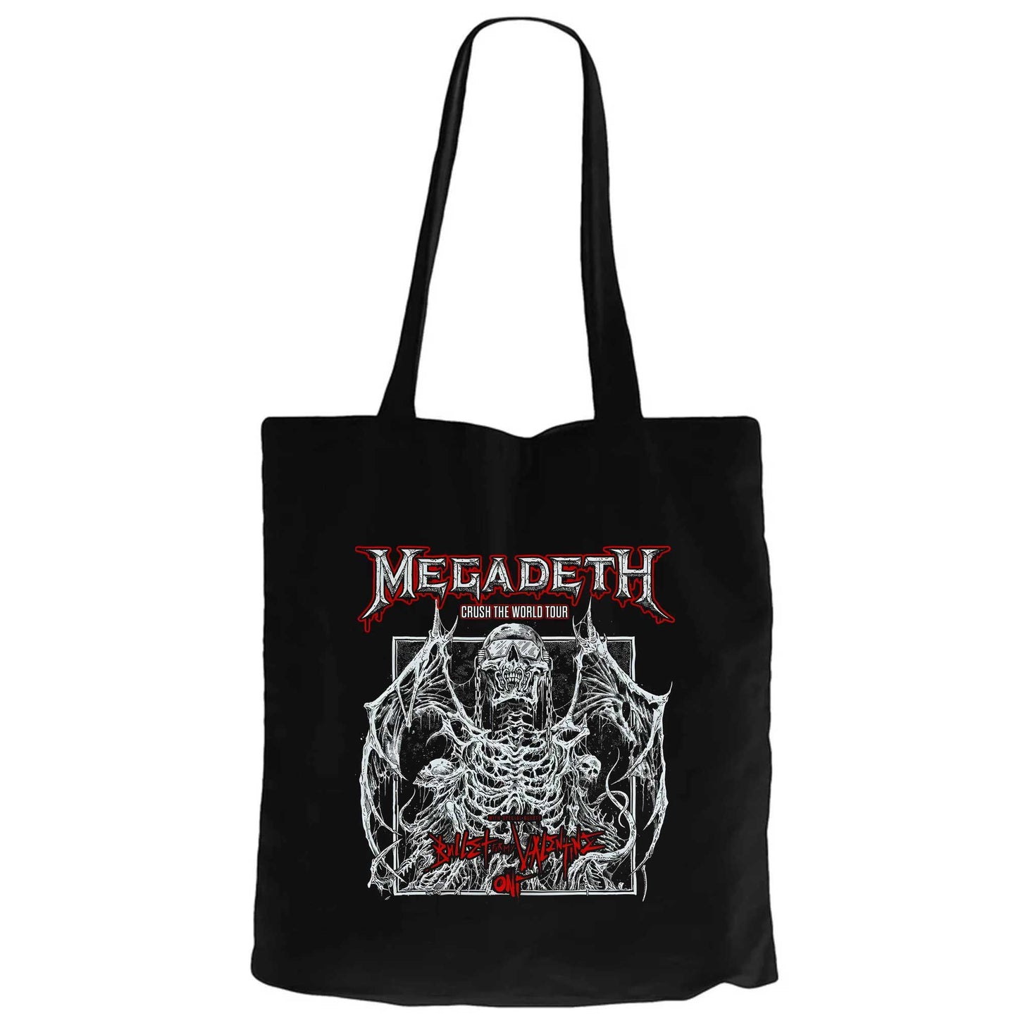 Megadeth Crush The World Siyah Fermuarlı Bez Çanta Gabardin