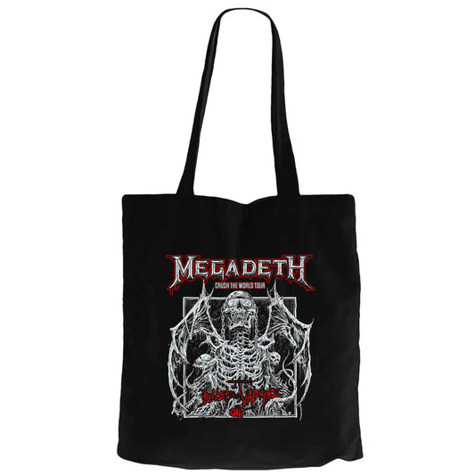 Megadeth Crush The World Siyah Fermuarlı Bez Çanta Gabardin