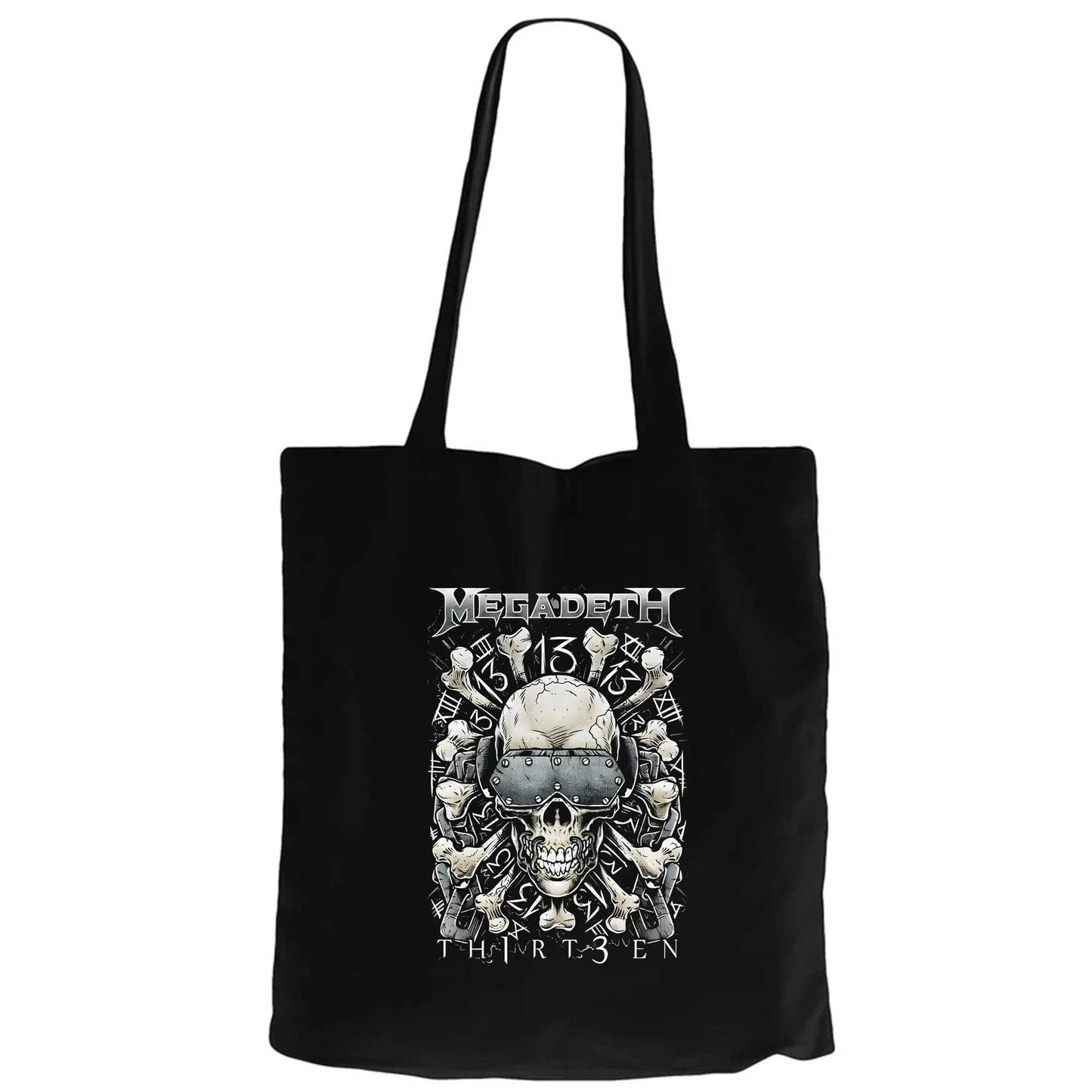 Megadeth Th1rt3en Siyah Fermuarlı Bez Çanta Gabardin