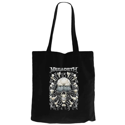 Megadeth Th1rt3en Siyah Fermuarlı Bez Çanta Gabardin