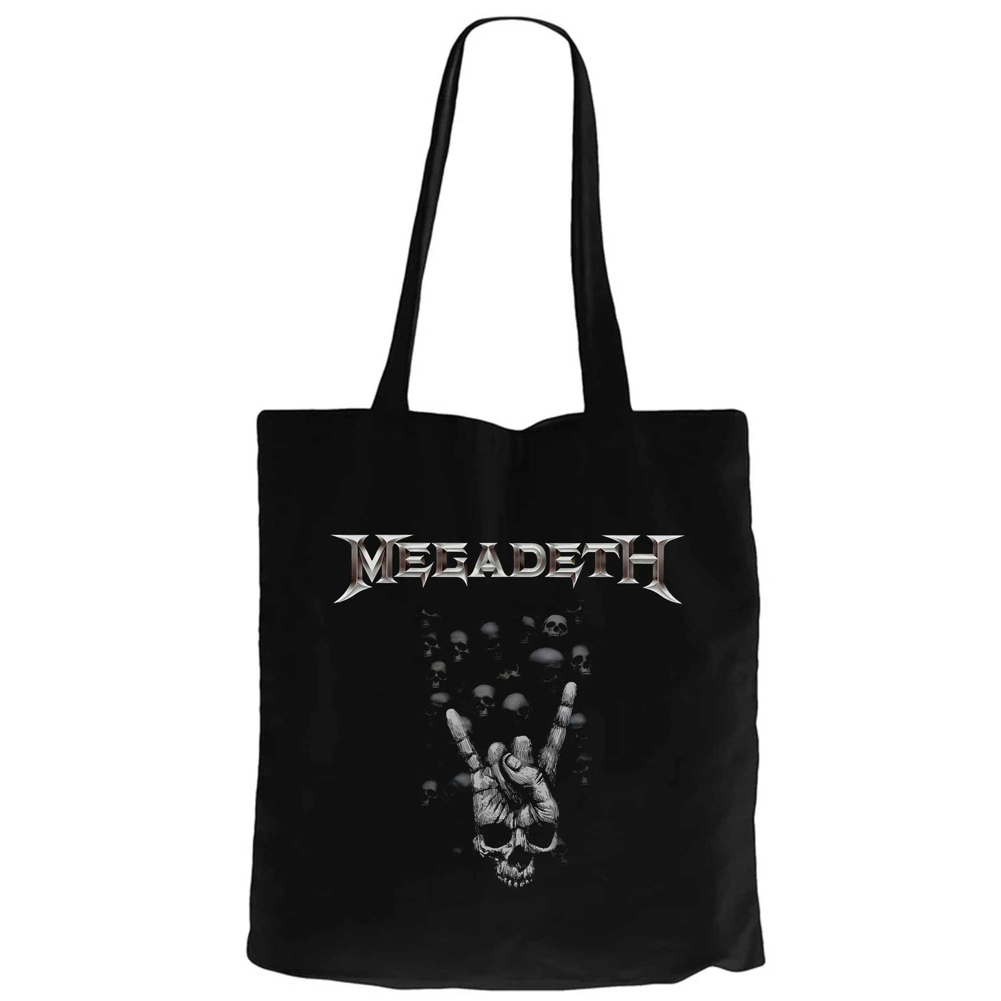 Megadeth Rock Sign Siyah Fermuarlı Bez Çanta Gabardin