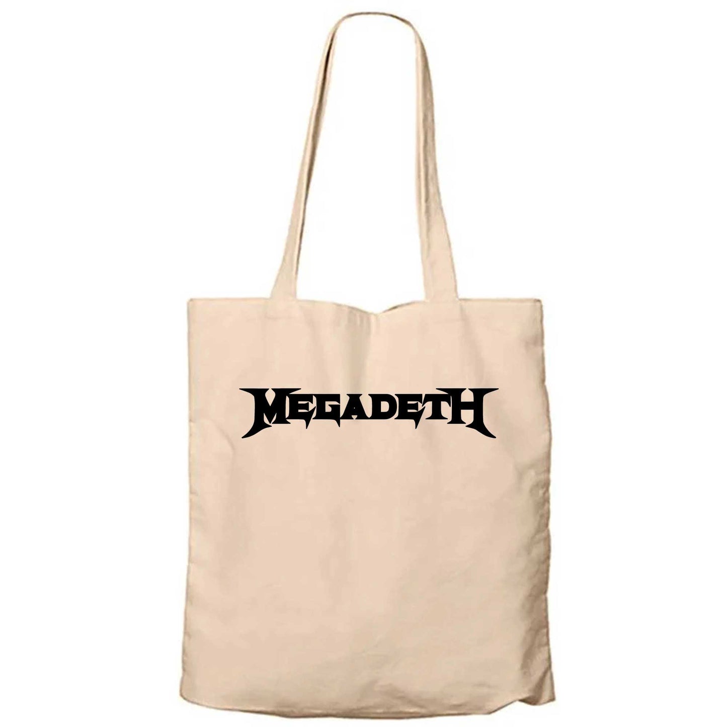 Megadeth Text Krem Fermuarlı Bez Çanta Gabardin