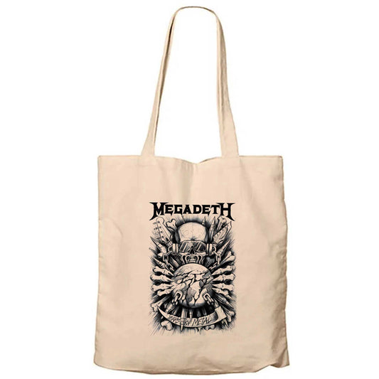 Megadeth Years Of Metal Krem Fermuarlı Bez Çanta Gabardin