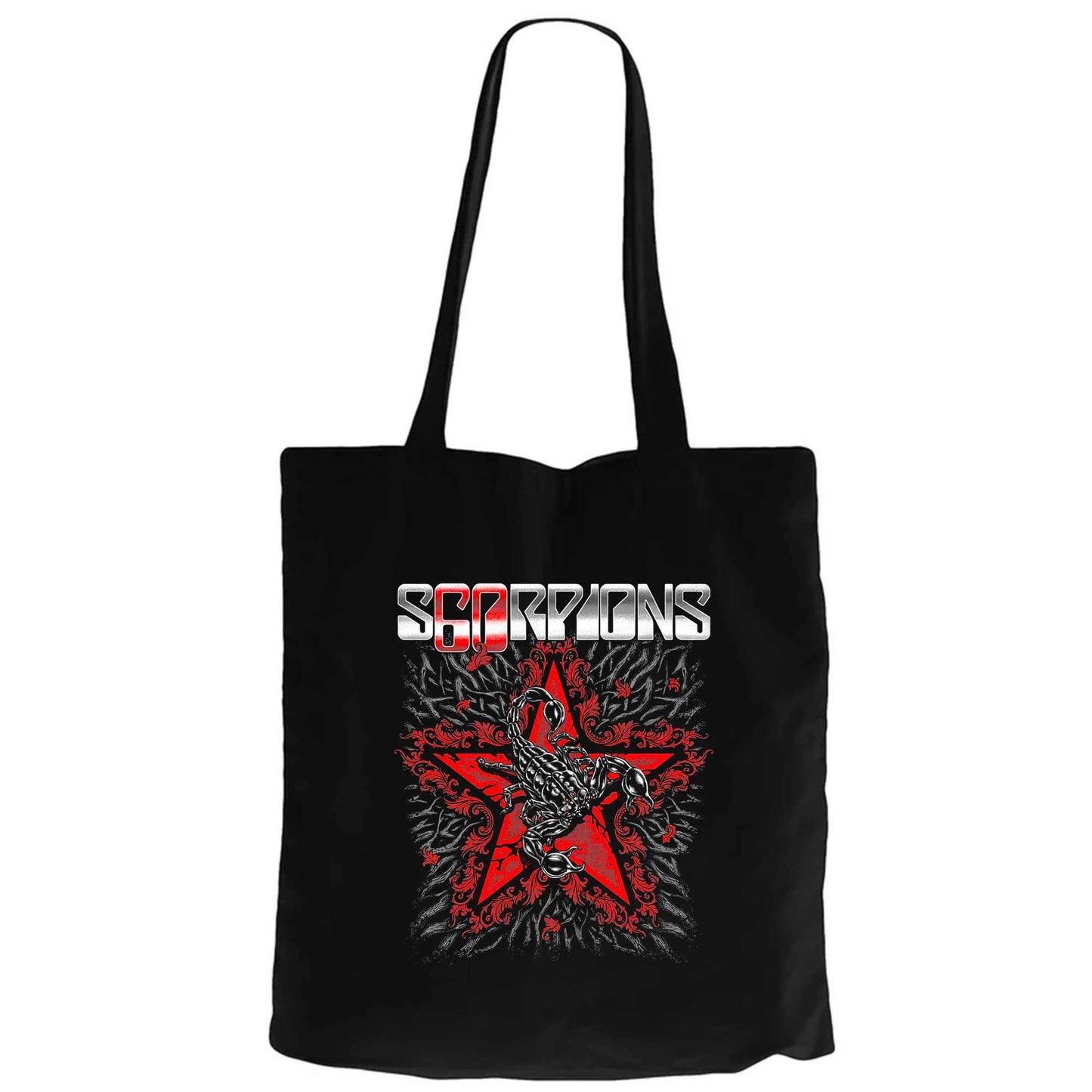 Scorpions Red Star Siyah Fermuarlı Bez Çanta Gabardin