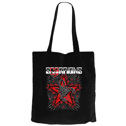 Scorpions Red Star Siyah Fermuarlı Bez Çanta Gabardin