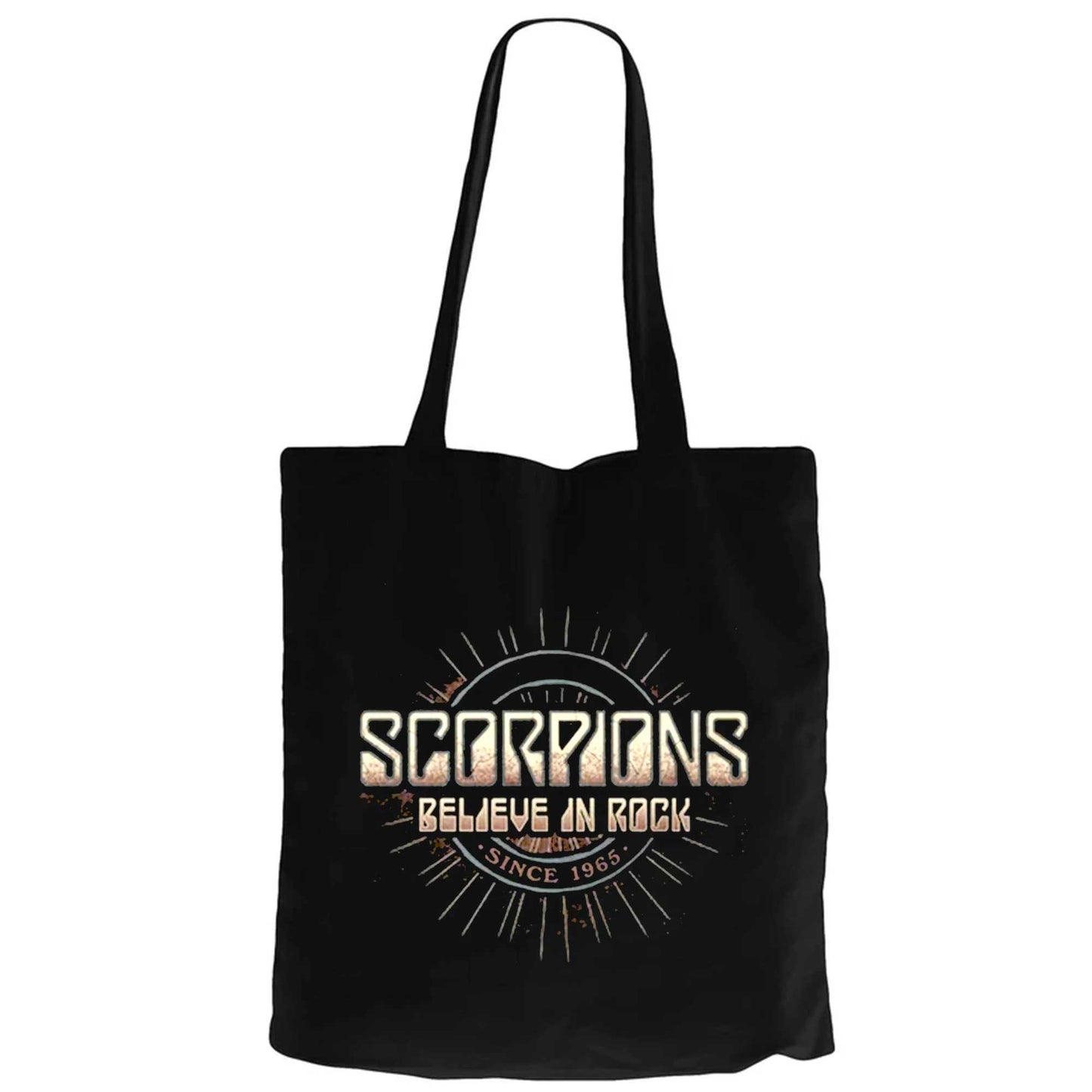 Scorpions Believe In Rock Siyah Fermuarlı Bez Çanta Gabardin
