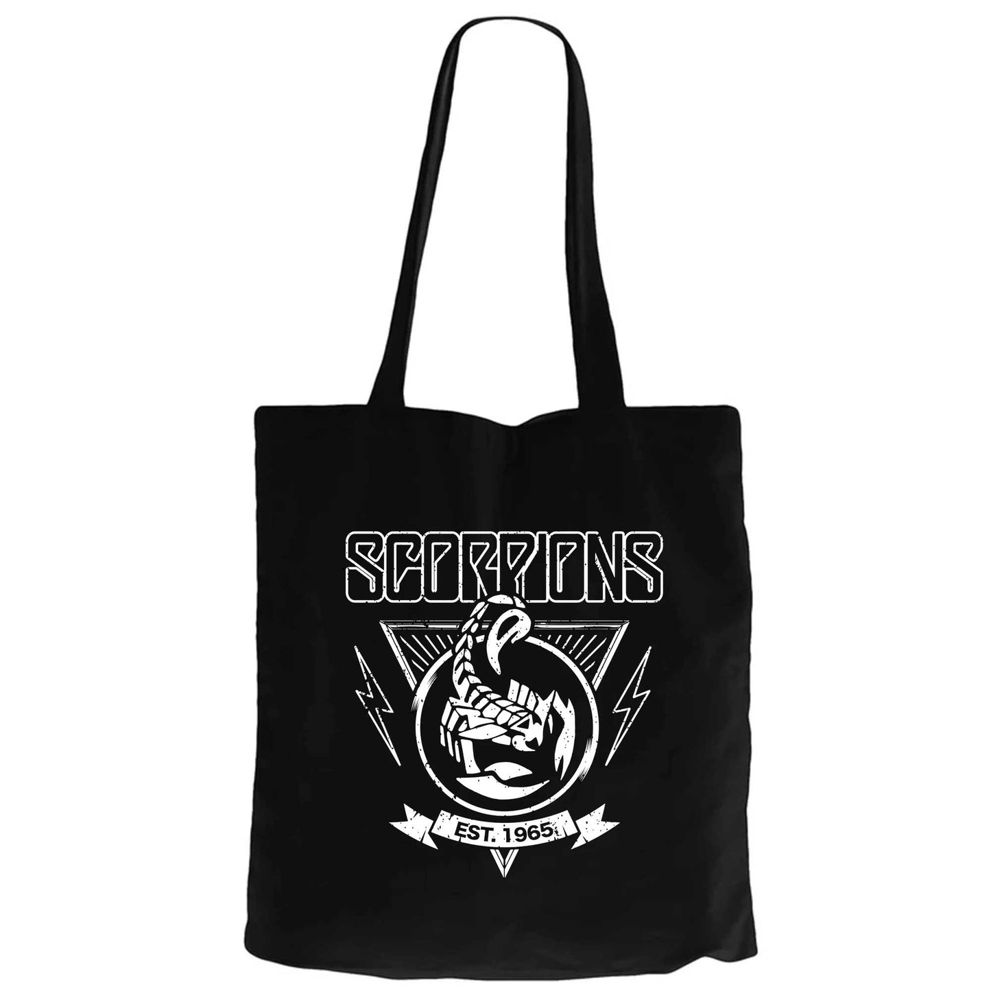 Scorpions Est. 1965 Siyah Fermuarlı Bez Çanta Gabardin