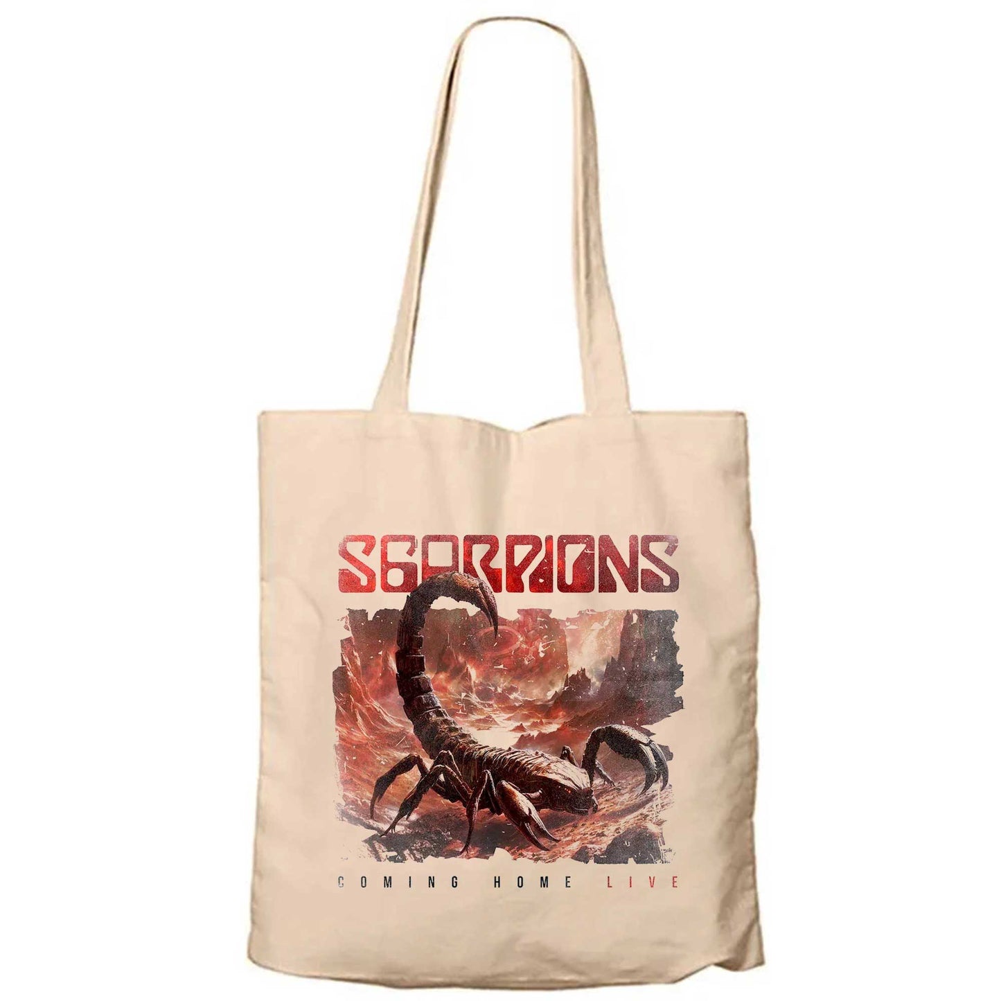 Scorpions Coming Home Live Krem Fermuarlı Bez Çanta Gabardin