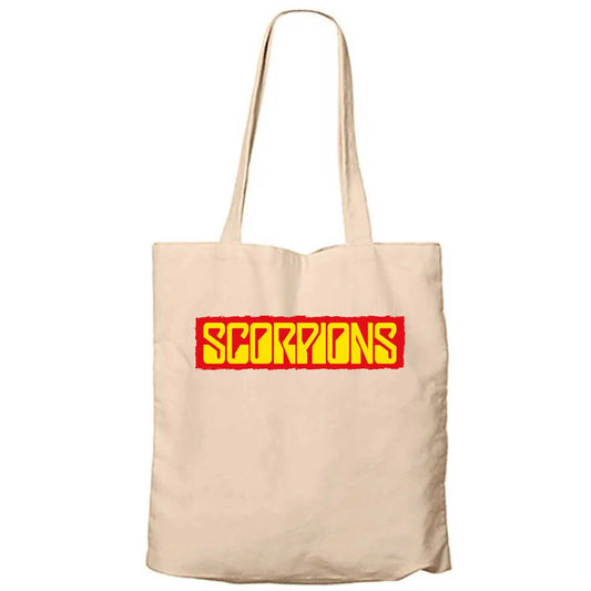 Scorpions Text color Krem Fermuarlı Bez Çanta Gabardin