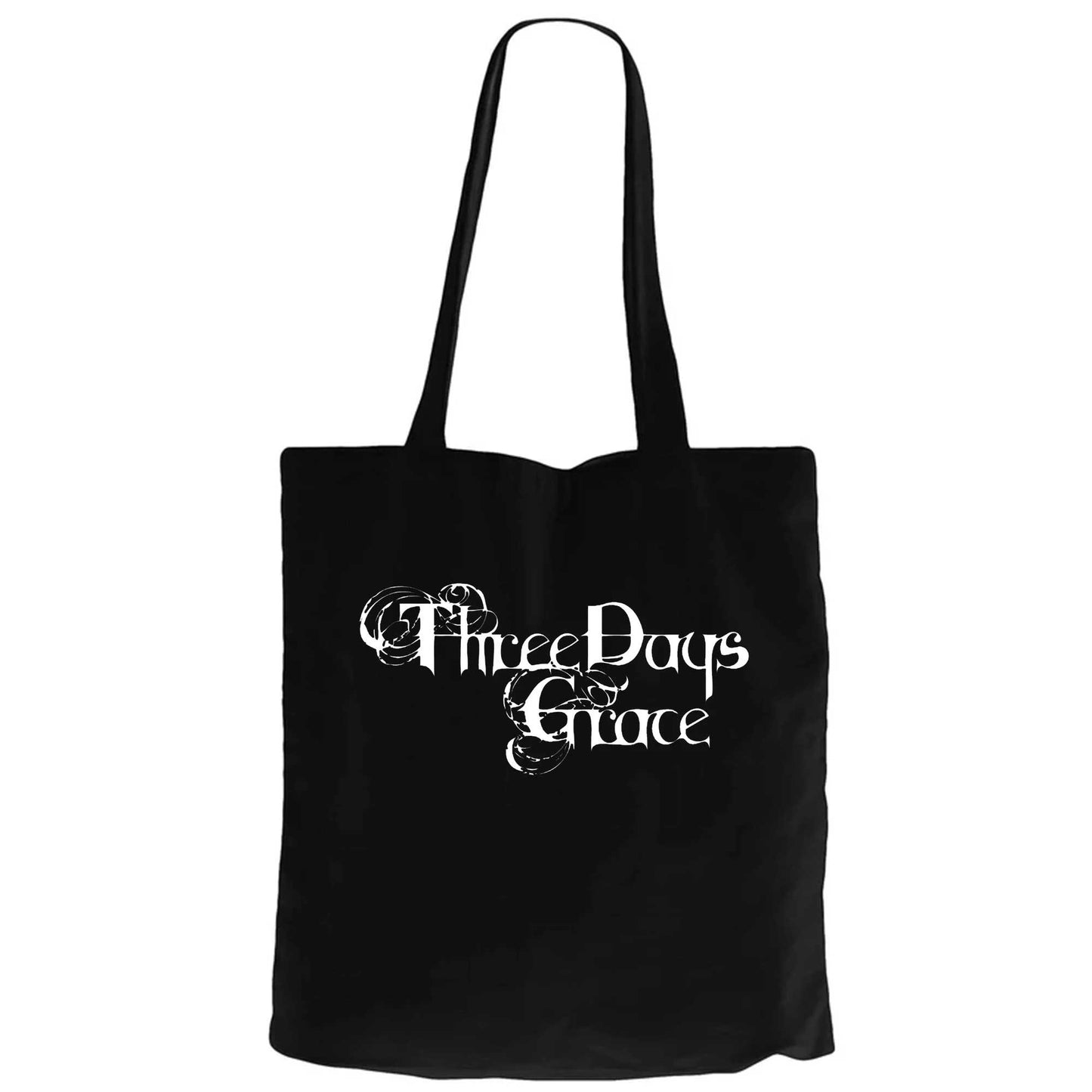 Three Days Grace Logo Text Siyah Fermuarlı Bez Çanta Gabardin