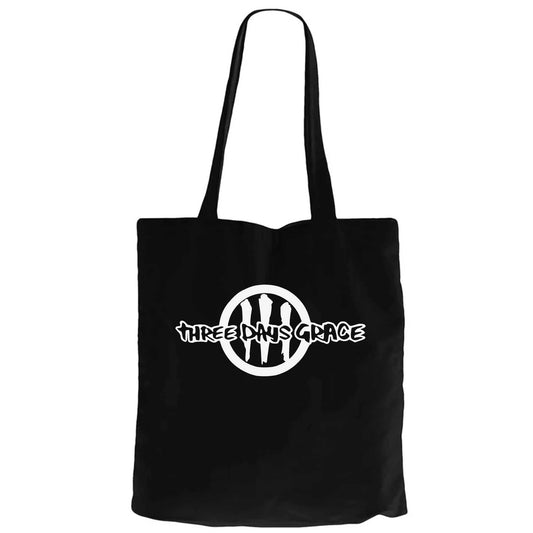 Three Days Grace Logo Siyah Fermuarlı Bez Çanta Gabardin