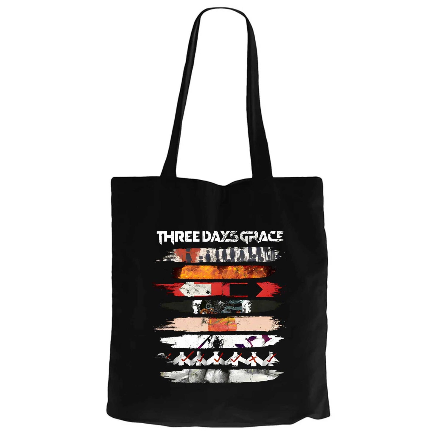 Three Days Grace Album Covers Siyah Fermuarlı Bez Çanta Gabardin