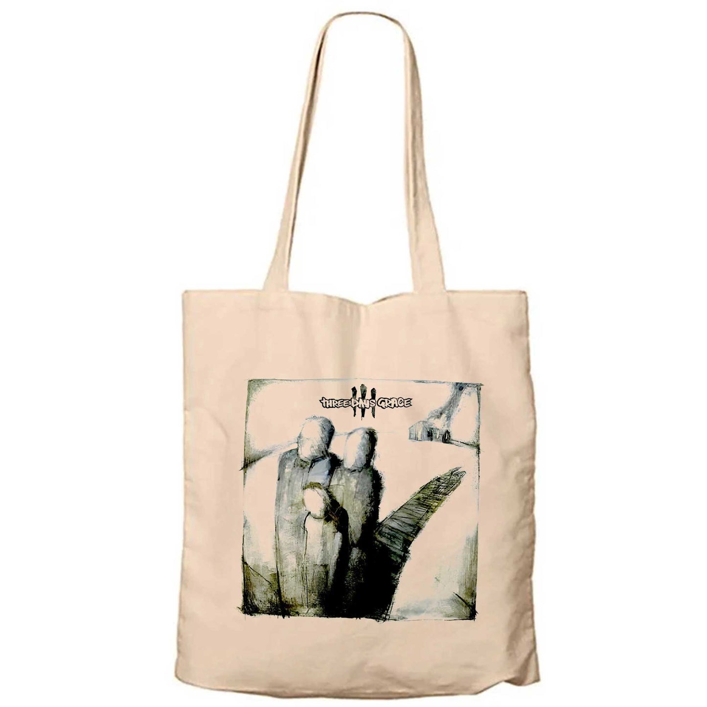 Three Days Grace Albums Krem Fermuarlı Bez Çanta Gabardin
