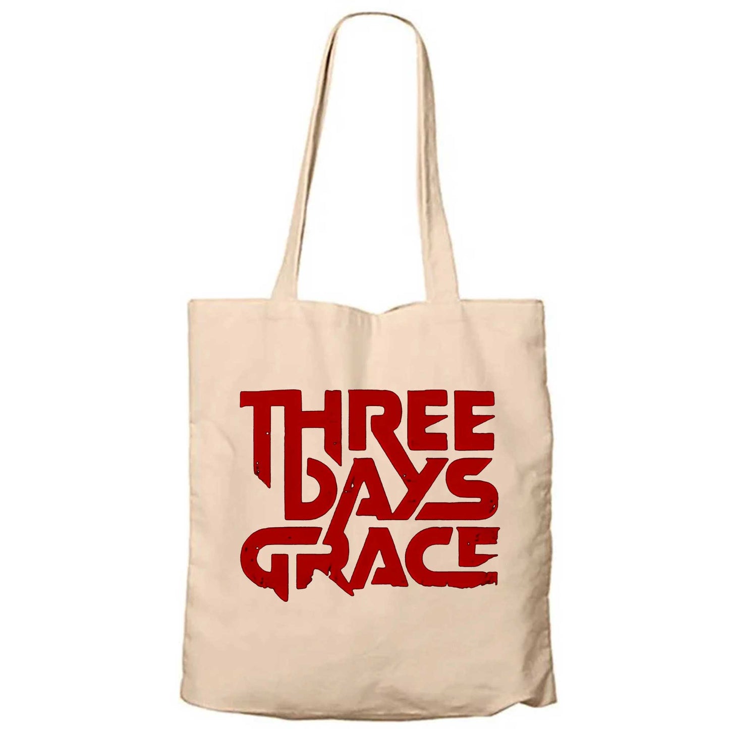Three Days Grace Text Krem Fermuarlı Bez Çanta Gabardin