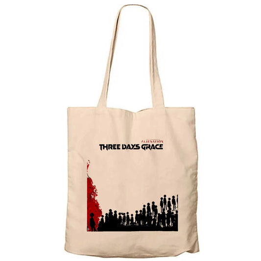 Three Days Grace Alienation Album Krem Fermuarlı Bez Çanta Gabardin