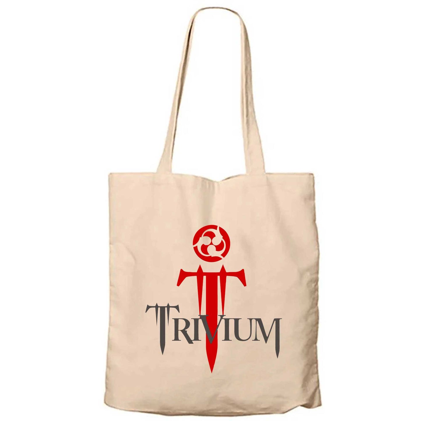 Trivium Logo Red Krem Fermuarlı Bez Çanta Gabardin