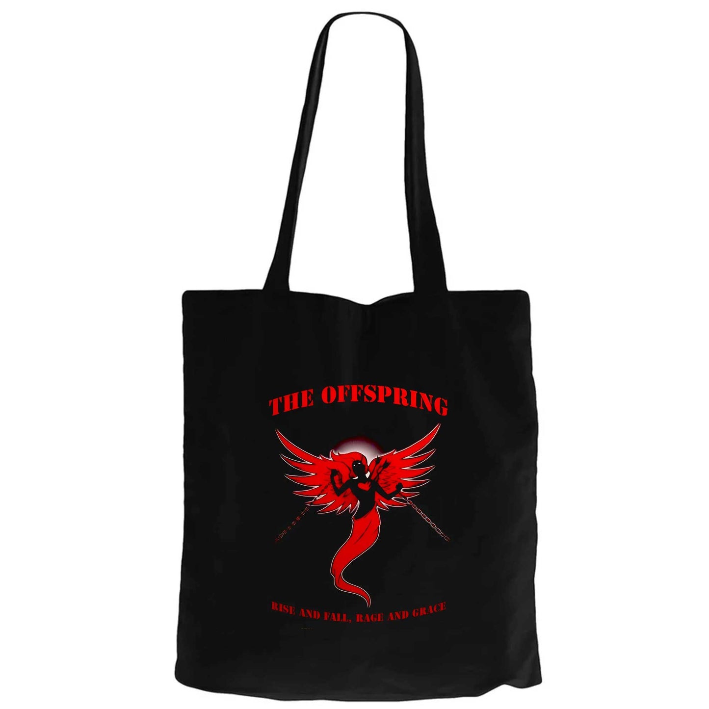 The Offspring Rise and Fall Siyah Fermuarlı Bez Çanta Gabardin