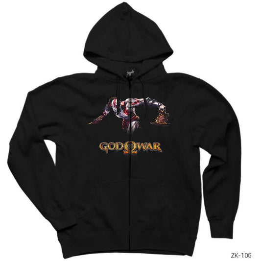 God of War 1 Siyah Fermuarlı Kapşonlu Sweatshirt