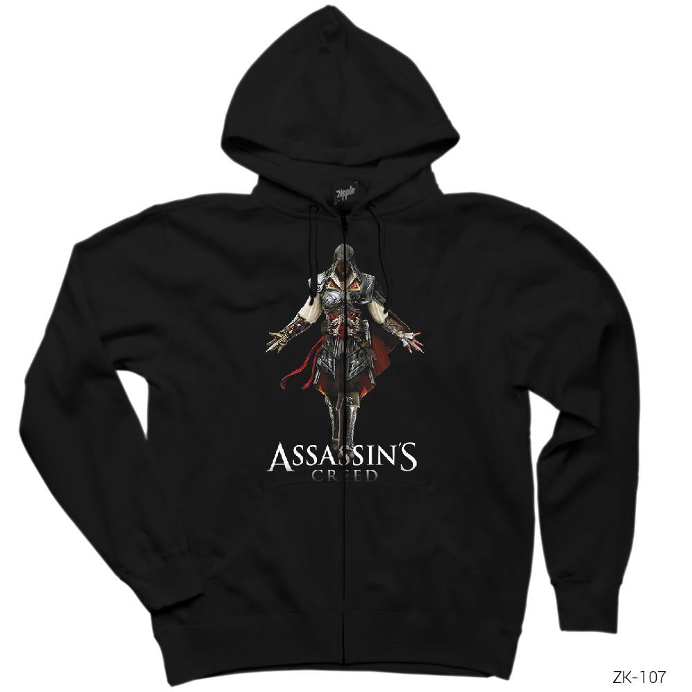 Assassins Creed 2 Siyah Fermuarlı Kapşonlu Sweatshirt