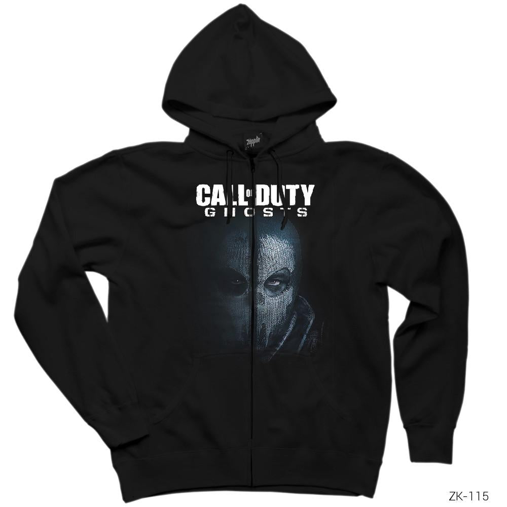 Call of Duty Cod Ghosts Siyah Fermuarlı Kapşonlu Sweatshirt