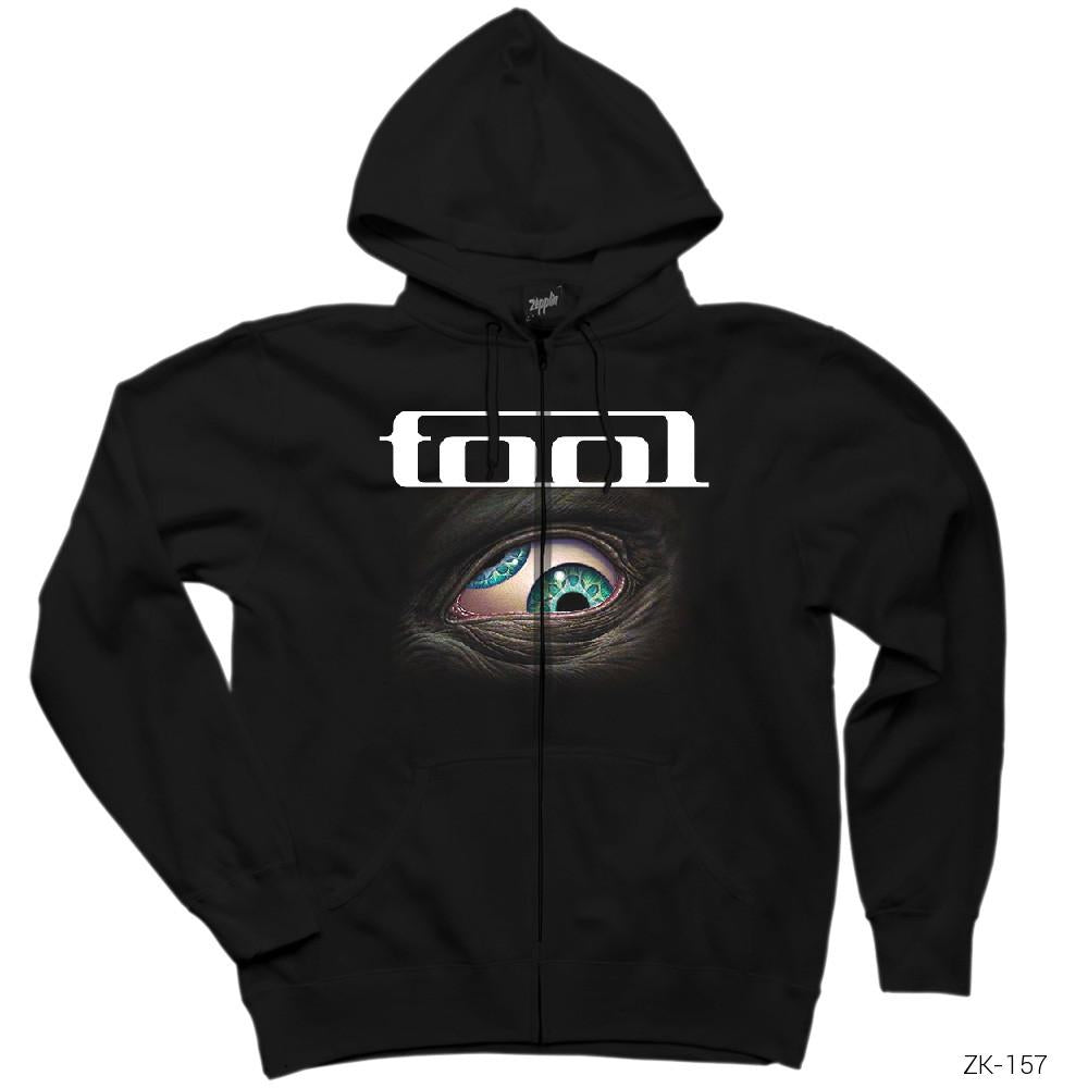 Tool Eye Siyah Fermuarlı Kapşonlu Sweatshirt